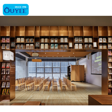 Ouyee High-end wooden bookstore design library equipment display bookcase customization